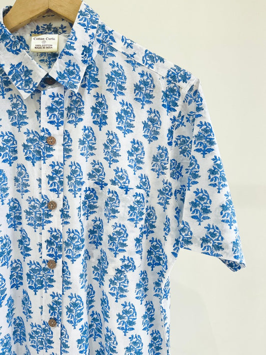 COTTON BLOCK PRINTED HALF SLEEVE SHIRT