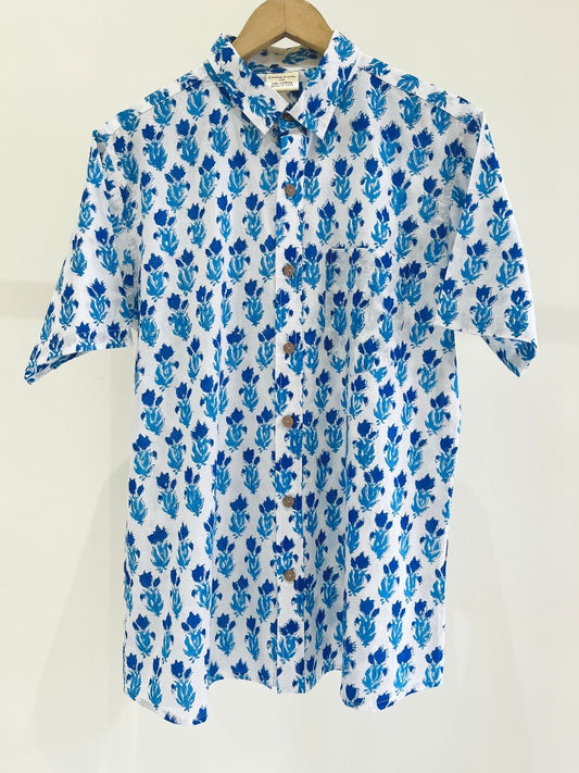 COTTON BLOCK PRINTED HALF SLEEVE SHIRT