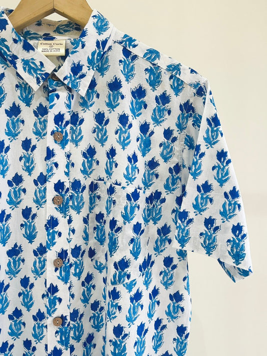 COTTON BLOCK PRINTED HALF SLEEVE SHIRT